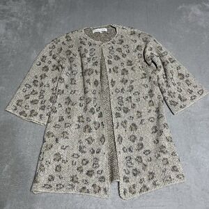 Cupcakes and Cashmere Cardigan Womens XS Multicolor Animal Print Open Front Boho